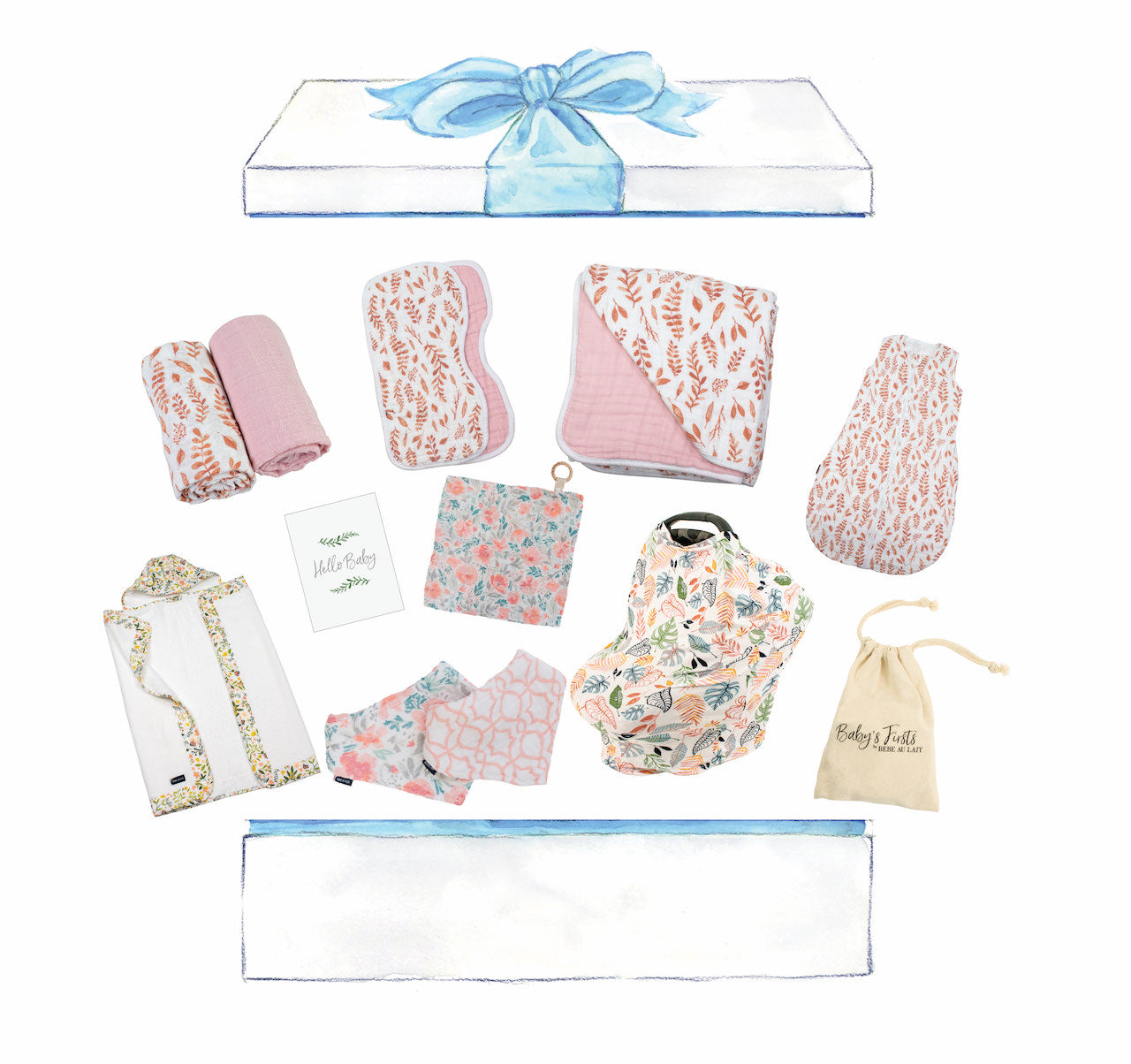 Pink Leaves Baby Box - Luxe