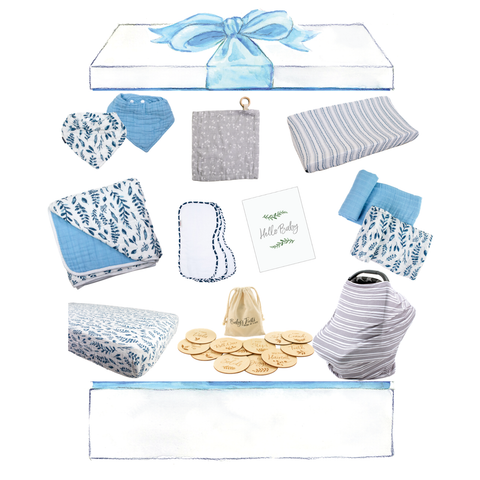 Blue Leaves Baby Box - Luxe