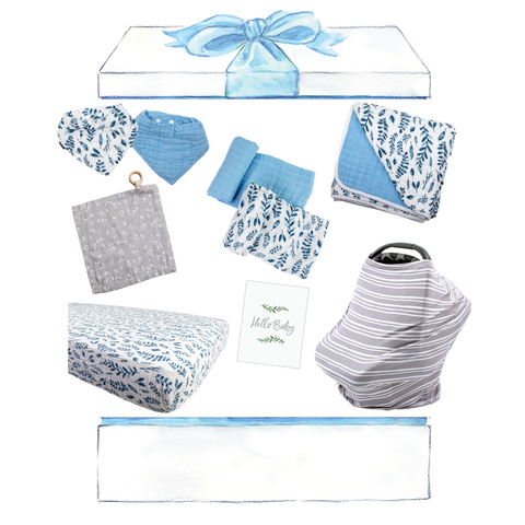 Blue Leaves Baby Box - Wishes