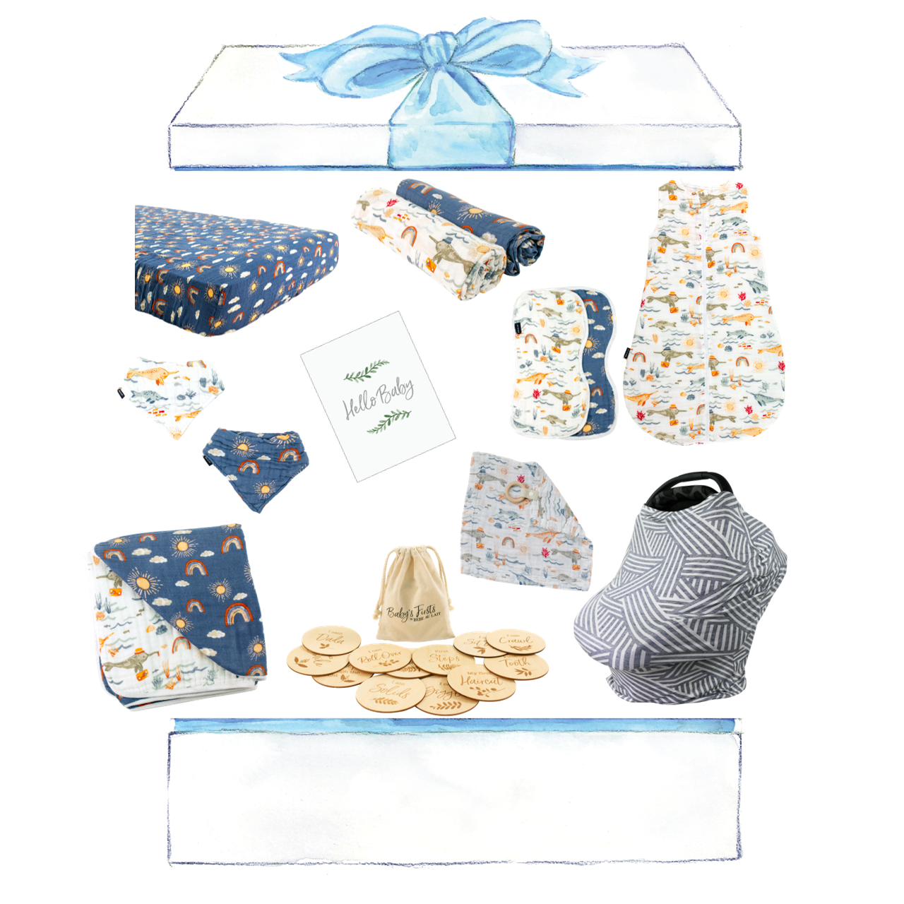 Sunny Narwhal Baby Box - Luxe